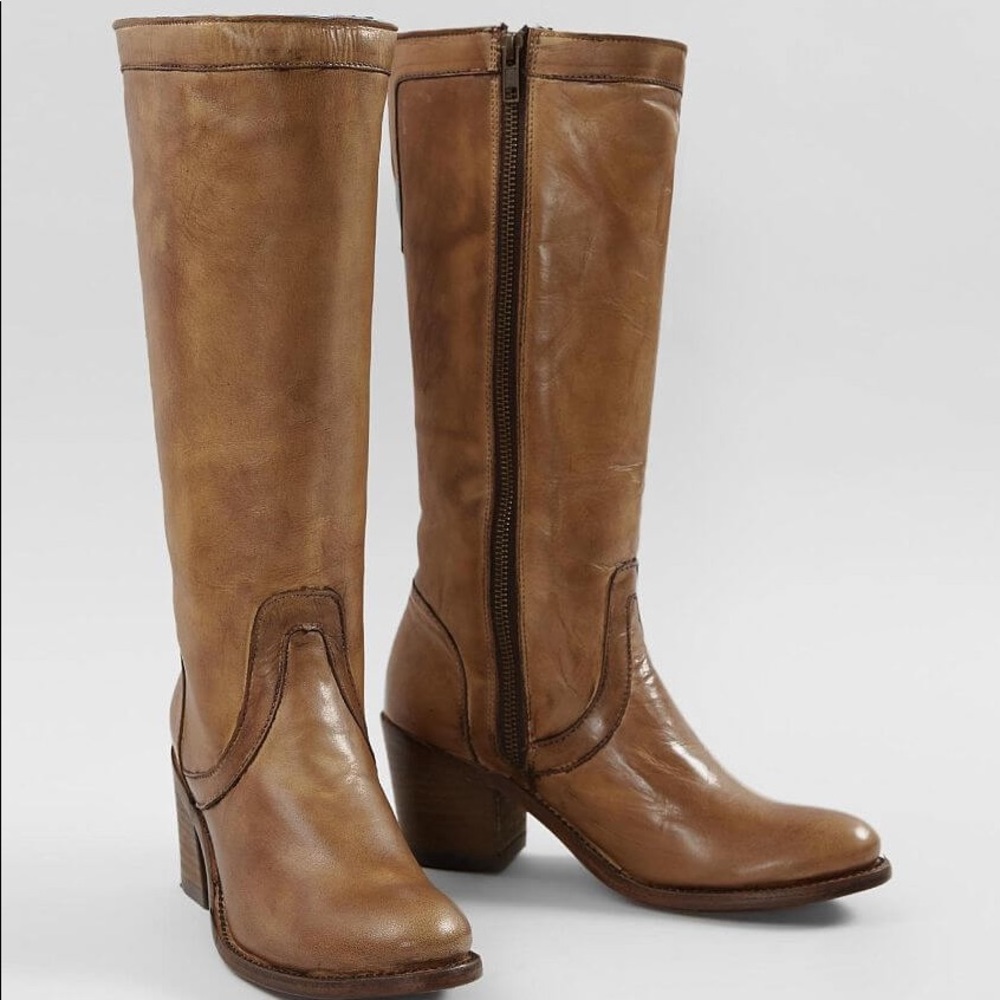 Corral Tall Leather Heeled Boots in Cognac Brown